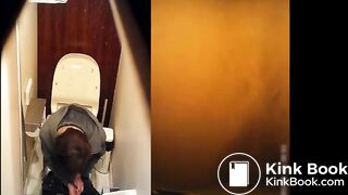 Woman takes a constipated poop and fart on toilet