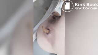 Pissing and shitting naked on potty toilet