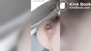 Pissing and shitting naked on potty toilet