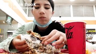 Cute girl eating shit sandwich in public