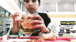Cute girl eating shit sandwich in public