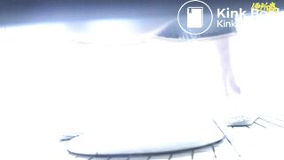 several girls poop in toilet