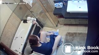 Woman pooping in home toilet 5