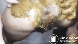 Hairy pussy with shitty prolapse and piss