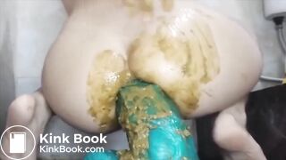 Hairy pussy with shitty prolapse and piss