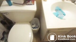 Pooping Blue Panties in Bathroom