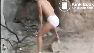 Panty poop fuck public