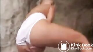 Panty poop fuck public