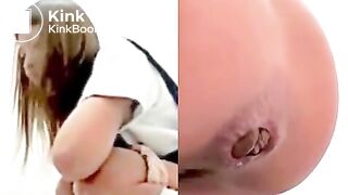 pushing hard and squeezing ass