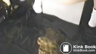 Asian girl taking a huge shit