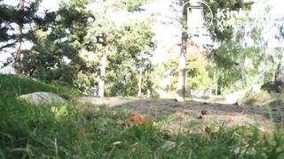 girl decides to shit outdoors in a park