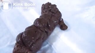 Longhaired asian girl pooping on cam