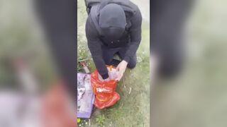 British domme makes sub eat shit in public