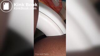 Constipated black girl strains to poop