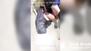 thin woman shits herself during mall fight