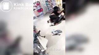 thin woman shits herself during mall fight
