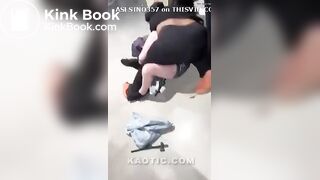 thin woman shits herself during mall fight
