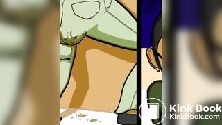 Girl jeans shart and poop animation