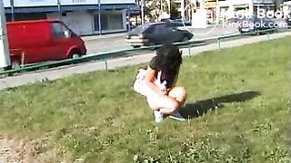 Public white shorts shit - video 2