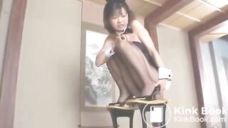 cute asian girl shits on the floor