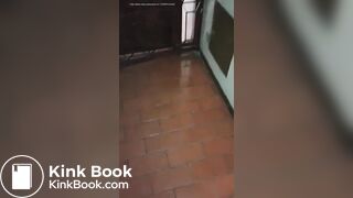 Girl pooping on corridor floor