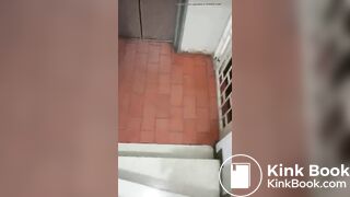 Girl pooping on corridor floor