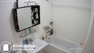 Woman pooping in Toilet ...