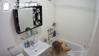 Woman pooping in Toilet ...