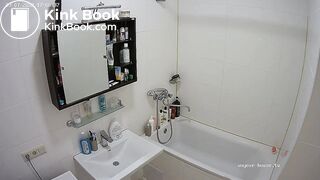 Woman pooping in Toilet ...