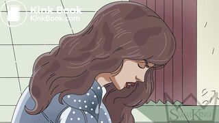 Blue Jacket Brunette Squat Toilet Animation