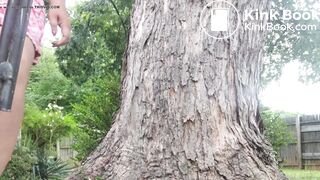 beautiful brown BBW shits outside