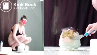 Girl shits in her toilet slave's mouth