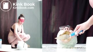 Girl shits in her toilet slave's mouth