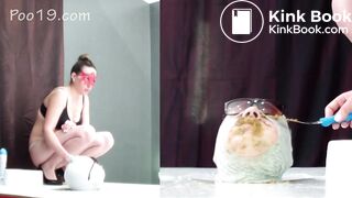 Girl shits in her toilet slave's mouth