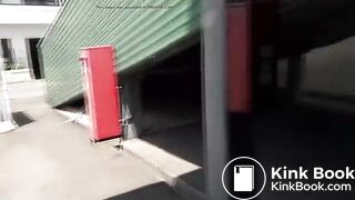 Asian girl pooping in public parking lot