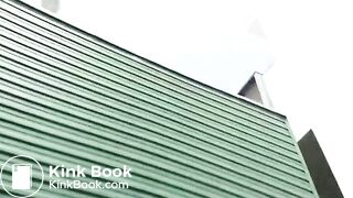 Asian girl pooping in public parking lot