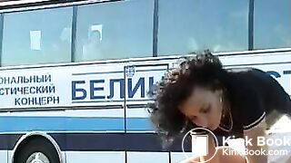 Public white shorts shit