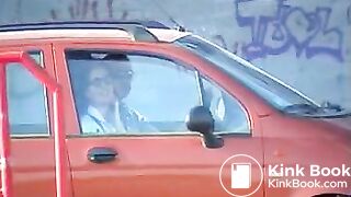 Public white shorts shit