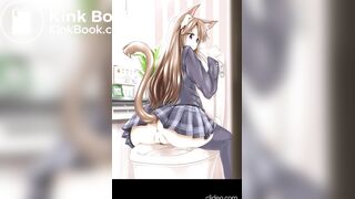 Hentai girls poop and piss in western toilets comp