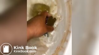 l***p*** grabs scat log straight from toilet bowl