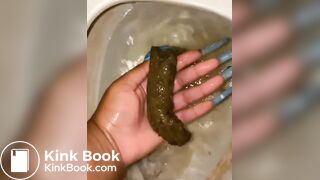 l***p*** grabs scat log straight from toilet bowl