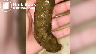l***p*** grabs scat log straight from toilet bowl