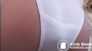 Girl poops her white panties