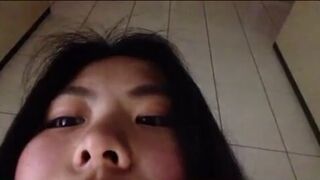 Asian girl pooping selfie