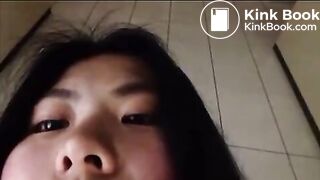 Asian girl pooping selfie