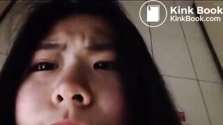 Asian girl pooping selfie