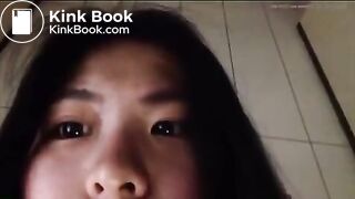 Asian girl pooping selfie