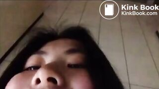 Asian girl pooping selfie