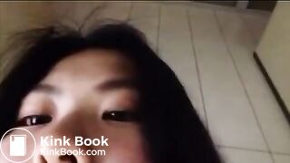 Asian girl pooping selfie