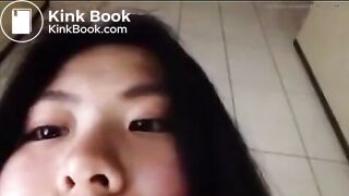 Asian girl pooping selfie